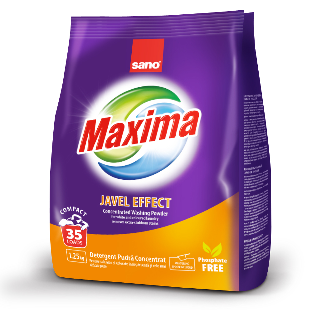 Sano Maxima JAVEL EFFECT стиральный порошок 1,25 кг #8109