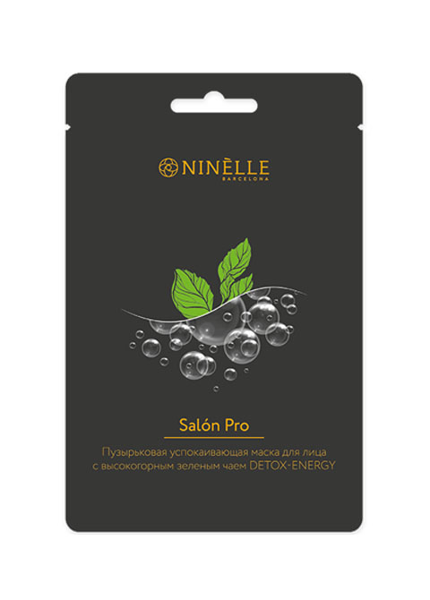 Ninelle успокаивающая пузырьковая маска для лица с высокогорным зеленым чаем Detox-Energy Salon Pro #0636