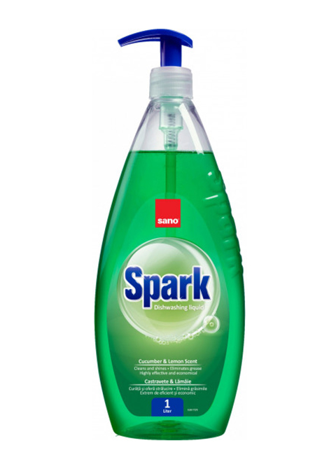 Sano Spark жидкое средство для мытья посуды с ароматом огурца и лимона 1л. #7290108350531