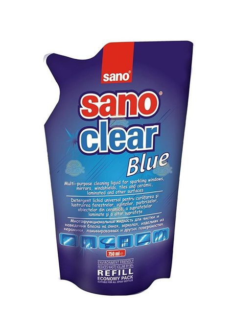 Sano Sanoclear средство для мытья окон, зеркал, фарфора. Запасной пакет. #7290012117275
