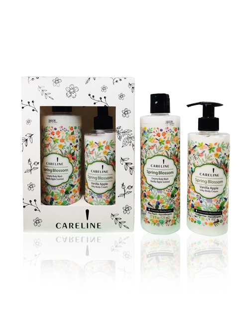 Careline набор нежный крем для тела Весеннее цветение. Ванильное яблоко + Крем-гель для душа с Яблоком и Ванилью
